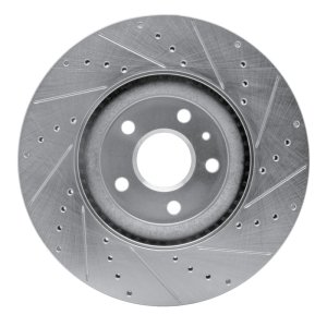 Buick Regal Brake Rotor (1) - Front Left - R1 Concepts - Drilled & Slotted - Silver - `13-`19